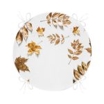 - RealHomes Yuvarlak Fermuarlı Minder - Realhomes 3D Altın Renkli Yapraklar Desenli Yuvarlak Fermuarlı Sandalye Minderi Realhomes