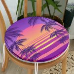 - RealHomes Yuvarlak Fermuarlı Minder - Realhomes  Mor Renkli Plaj Özel Tasarımlı Dijital Baskılı Modern Yuvarlak Fermuarlı Sandalye Minderi Realhomes