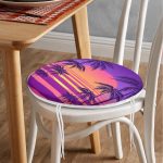 - RealHomes Yuvarlak Fermuarlı Minder - Realhomes  Mor Renkli Plaj Özel Tasarımlı Dijital Baskılı Modern Yuvarlak Fermuarlı Sandalye Minderi Realhomes