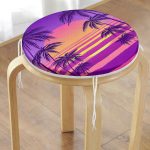 - RealHomes Yuvarlak Fermuarlı Minder - Realhomes  Mor Renkli Plaj Özel Tasarımlı Dijital Baskılı Modern Yuvarlak Fermuarlı Sandalye Minderi Realhomes