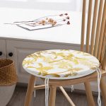 - RealHomes Yuvarlak Fermuarlı Minder - Realhomes  Altın Renkte Palmiyeler Özel Tasarımlı Yuvarlak Fermuarlı Sandalye Minderi Realhomes