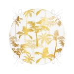 - RealHomes Yuvarlak Fermuarlı Minder - Realhomes  Altın Renkte Palmiyeler Özel Tasarımlı Yuvarlak Fermuarlı Sandalye Minderi Realhomes