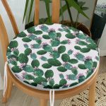 - RealHomes Yuvarlak Fermuarlı Minder - Realhomes  Kaktüs Desenli Watercolor Renkli Modern Yuvarlak Fermuarlı Sandalye Minderi Realhomes