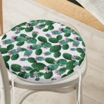 - RealHomes Yuvarlak Fermuarlı Minder - Realhomes  Kaktüs Desenli Watercolor Renkli Modern Yuvarlak Fermuarlı Sandalye Minderi Realhomes