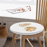 - RealHomes Yuvarlak Fermuarlı Minder - Realhomes  3D Altın Görünümlü Palmiye Yaprakları Modern Yuvarlak Fermuarlı Sandalye Minderi Realhomes