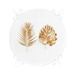 - RealHomes Yuvarlak Fermuarlı Minder - Realhomes  3D Altın Görünümlü Palmiye Yaprakları Modern Yuvarlak Fermuarlı Sandalye Minderi Realhomes