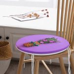 - RealHomes Yuvarlak Fermuarlı Minder - Realhomes Mor Zeminde Ananas Desenli Modern Yuvarlak Fermuarlı Sandalye Minderi Realhomes