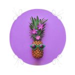 - RealHomes Yuvarlak Fermuarlı Minder - Realhomes Mor Zeminde Ananas Desenli Modern Yuvarlak Fermuarlı Sandalye Minderi Realhomes