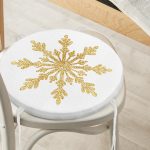 - RealHomes Yuvarlak Fermuarlı Minder - Realhomes Altın Görünümlü Kar Tanesi Desenli 3D Modern Yuvarlak Fermuarlı Sandalye Minderi Realhomes