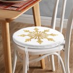 - RealHomes Yuvarlak Fermuarlı Minder - Realhomes Altın Görünümlü Kar Tanesi Desenli 3D Modern Yuvarlak Fermuarlı Sandalye Minderi Realhomes