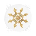 - RealHomes Yuvarlak Fermuarlı Minder - Realhomes Altın Görünümlü Kar Tanesi Desenli 3D Modern Yuvarlak Fermuarlı Sandalye Minderi Realhomes