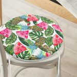 - RealHomes Yuvarlak Fermuarlı Minder - Realhomes Yaz Meyveleri Watercolor Serisi Modern Yuvarlak Fermuarlı Sandalye Minderi Realhomes