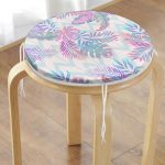 - RealHomes Yuvarlak Fermuarlı Minder - Realhomes Pudra Zeminli Geometrik Palmiye Yaprakları Modern Yuvarlak Fermuarlı Sandalye Minderi Realhomes