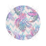 - RealHomes Yuvarlak Fermuarlı Minder - Realhomes Pudra Zeminli Geometrik Palmiye Yaprakları Modern Yuvarlak Fermuarlı Sandalye Minderi Realhomes