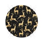 - RealHomes Yuvarlak Fermuarlı Minder - Realhomes Altın Detaylı Geyikler Desenli Modern Yuvarlak Fermuarlı Sandalye Minderi Realhomes