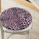 - RealHomes Yuvarlak Fermuarlı Minder - Realhomes  Realhomes Pembe Renkli Leopar Desenli Modern Yuvarlak Fermuarlı Sandalye Minderi Realhomes