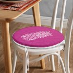 - RealHomes Yuvarlak Fermuarlı Minder - Realhomes  Fuşya Zeminde Ananas Desenli Modern Tasarım Yuvarlak Fermuarlı Sandalye Minderi Realhomes