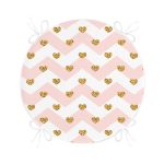 - RealHomes Yuvarlak Fermuarlı Minder - Realhomes Realhomes Pembe Zikzak Desenli Altın Detaylı Modern Yuvarlak Fermuarlı Sandalye Minderi Realhomes