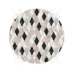 Mermer Zeminli Baklava Desenli Özel Tasarım Yuvarlak Fermuarlı Sandalye Minderi Realhomes