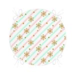 - RealHomes Yuvarlak Fermuarlı Minder - Realhomes Realhomes Pembe Mavi Zeminde Kar Tanesi Detaylı Modern Yuvarlak Fermuarlı Sandalye Minderi Realhomes