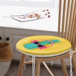 - RealHomes Yuvarlak Fermuarlı Minder - Realhomes  Sarı Zeminli Ananas Detaylı Modern Yuvarlak Fermuarlı Sandalye Minderi Realhomes