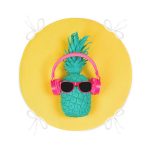 - RealHomes Yuvarlak Fermuarlı Minder - Realhomes  Sarı Zeminli Ananas Detaylı Modern Yuvarlak Fermuarlı Sandalye Minderi Realhomes