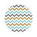 - RealHomes Yuvarlak Fermuarlı Minder - Realhomes  Realhomes Mavi Gri Gold Zikzak Desenli Özel Tasarımlı Modern Yuvarlak Fermuarlı Sandalye Minderi Realhomes