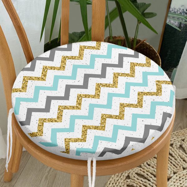 - RealHomes Yuvarlak Fermuarlı Minder - Realhomes  Beyaz Zemin Üzerinde Renkli Deniz Yıldızı Desenli Dijital Baskılı Modern Yuvarlak Fermuarlı Sandalye Minderi Realhomes