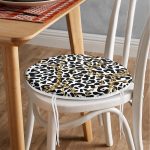 - RealHomes Yuvarlak Fermuarlı Minder - Realhomes Leopar Desenli Altın Detaylı Özel Tasarım Modern Yuvarlak Fermuarlı Sandalye Minderi Realhomes