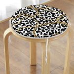 - RealHomes Yuvarlak Fermuarlı Minder - Realhomes Leopar Desenli Altın Detaylı Özel Tasarım Modern Yuvarlak Fermuarlı Sandalye Minderi Realhomes