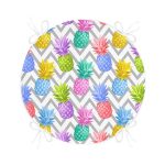 Realhomes Gri Zikzak Desenli Ananaslar Modern Yuvarlak Fermuarlı Sandalye Minderi Realhomes