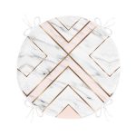 Mermer Zeminli Geometrik Detaylı Modern Yuvarlak Fermuarlı Sandalye Minderi Realhomes