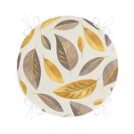 - RealHomes Yuvarlak Fermuarlı Minder - Realhomes Renkli Sonbahar Yaprakları Özel Tasarımlı Modern Yuvarlak Fermuarlı Sandalye Minderi Realhomes