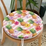 - RealHomes Yuvarlak Fermuarlı Minder - Realhomes  Pembe Zeminli Ananaslar Özel Tasarım Yuvarlak Fermuarlı Sandalye Minderi Realhomes