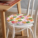 - RealHomes Yuvarlak Fermuarlı Minder - Realhomes  Pembe Zeminli Ananaslar Özel Tasarım Yuvarlak Fermuarlı Sandalye Minderi Realhomes