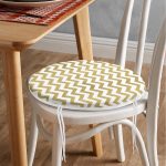 Zikzak Altın Kabartma Desenli Modern Tasarımlı Yuvarlak Fermuarlı Sandalye Minderi Realhomes