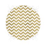 Zikzak Altın Kabartma Desenli Modern Tasarımlı Yuvarlak Fermuarlı Sandalye Minderi Realhomes