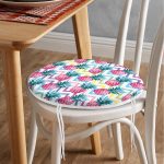 Renkli Zikzak Desenli Ananaslar Modern Tasarımlı Yuvarlak Fermuarlı Sandalye Minderi Realhomes