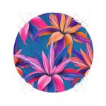 - RealHomes Yuvarlak Fermuarlı Minder - Realhomes  Mavi Zeminli Yapraklar Özel Tasarımlı Yuvarlak Fermuarlı Sandalye Minderi Realhomes