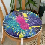 Sarı Zeminde Tropikal Orman Tasarımlı Modern Yuvarlak Fermuarlı Sandalye Minderi Realhomes