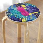 Sarı Zeminde Tropikal Orman Tasarımlı Modern Yuvarlak Fermuarlı Sandalye Minderi Realhomes