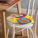 - RealHomes Yuvarlak Fermuarlı Minder - Realhomes  Pop Art Wow Desenli Özel Tasarım Yuvarlak Fermuarlı Sandalye Minderi Realhomes