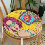 - RealHomes Yuvarlak Fermuarlı Minder - Realhomes  Pop Art Wow Desenli Özel Tasarım Yuvarlak Fermuarlı Sandalye Minderi Realhomes