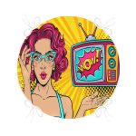 - RealHomes Yuvarlak Fermuarlı Minder - Realhomes  Pop Art Wow Desenli Özel Tasarım Yuvarlak Fermuarlı Sandalye Minderi Realhomes