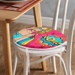 - RealHomes Yuvarlak Fermuarlı Minder - Realhomes  Pembe Pop Art Wow Tasarımlı Yuvarlak Fermuarlı Sandalye Minderi Realhomes