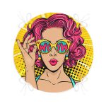 - RealHomes Yuvarlak Fermuarlı Minder - Realhomes Sarı Zeminli Pop Art Girl Desenli Yuvarlak Fermuarlı Sandalye Minderi Realhomes