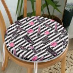 - RealHomes Yuvarlak Fermuarlı Minder - Realhomes Realhomes Siyah Çizgili Popart Makeup Desenli Modern Yuvarlak Fermuarlı Sandalye Minderi Realhomes