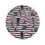 - RealHomes Yuvarlak Fermuarlı Minder - Realhomes Realhomes Siyah Çizgili Popart Makeup Desenli Modern Yuvarlak Fermuarlı Sandalye Minderi Realhomes