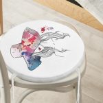 - RealHomes Yuvarlak Fermuarlı Minder - Realhomes Renkli Şapka Tasarımlı Dijital Baskılı Yuvarlak Fermuarlı Sandalye Minderi Realhomes