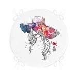 - RealHomes Yuvarlak Fermuarlı Minder - Realhomes Renkli Şapka Tasarımlı Dijital Baskılı Yuvarlak Fermuarlı Sandalye Minderi Realhomes